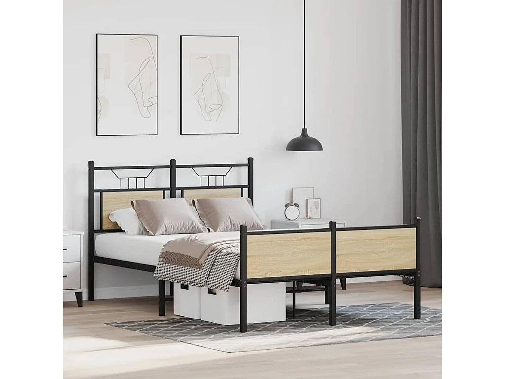 Letto per adulti | Letto singolo | Giroletto senza Materasso Rovere Sonoma 120x200cm in Truciolato