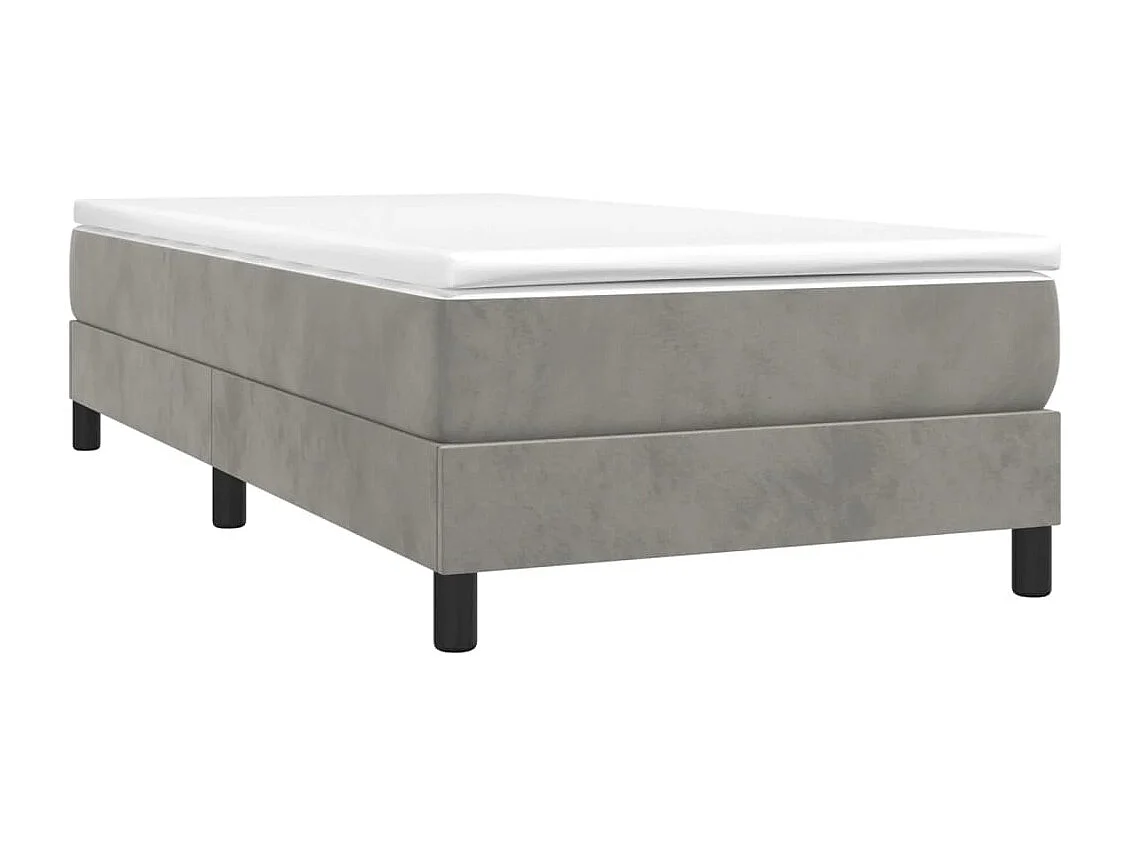 Lit simple | Lit adulte, enfant | Cadre de lit gris clair 90x190 cm velours