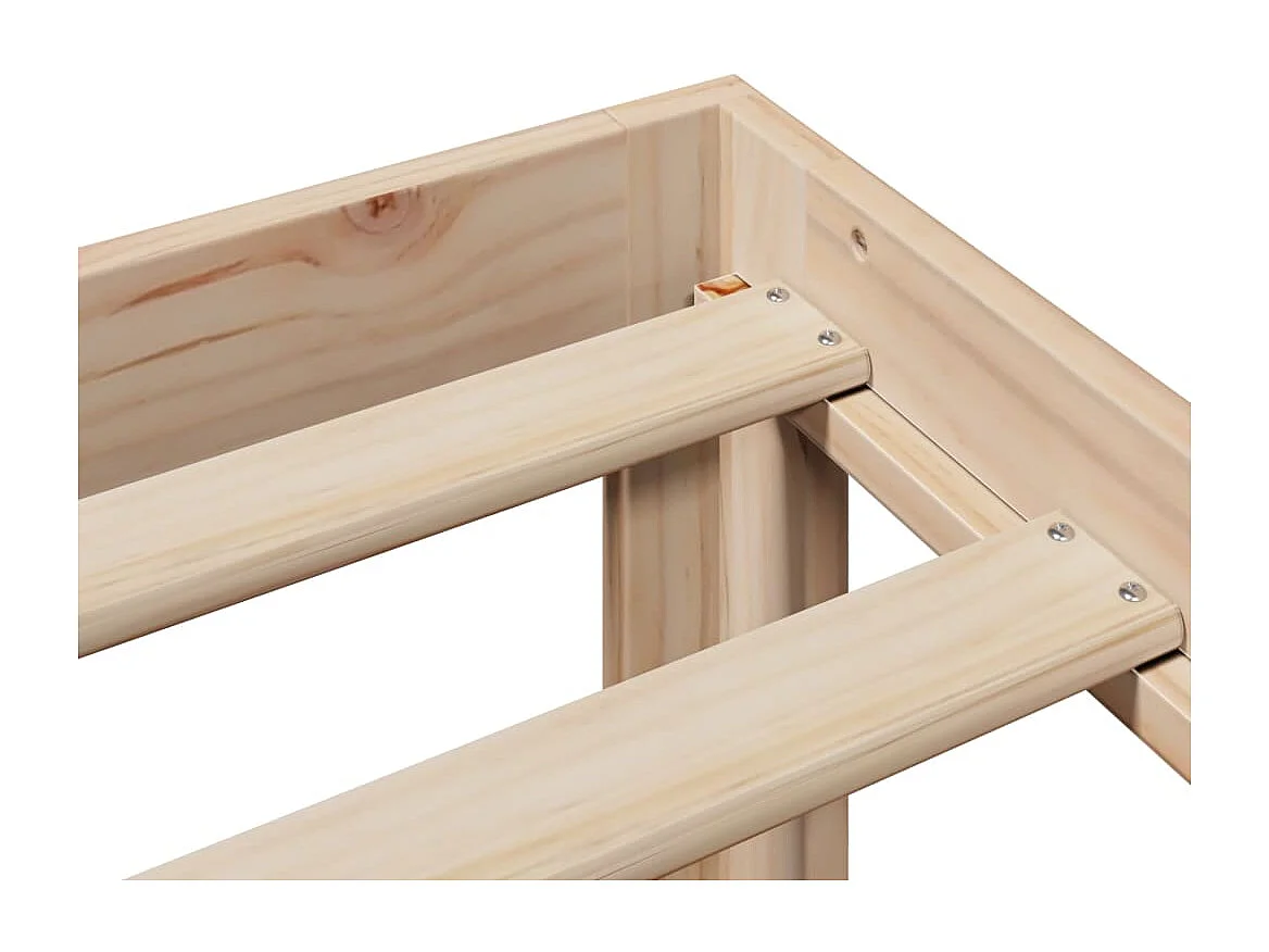 Letto per adulti | Letto matrimoniale | Giroletto con Testiera 200x200 cm in Legno Massello di Pino