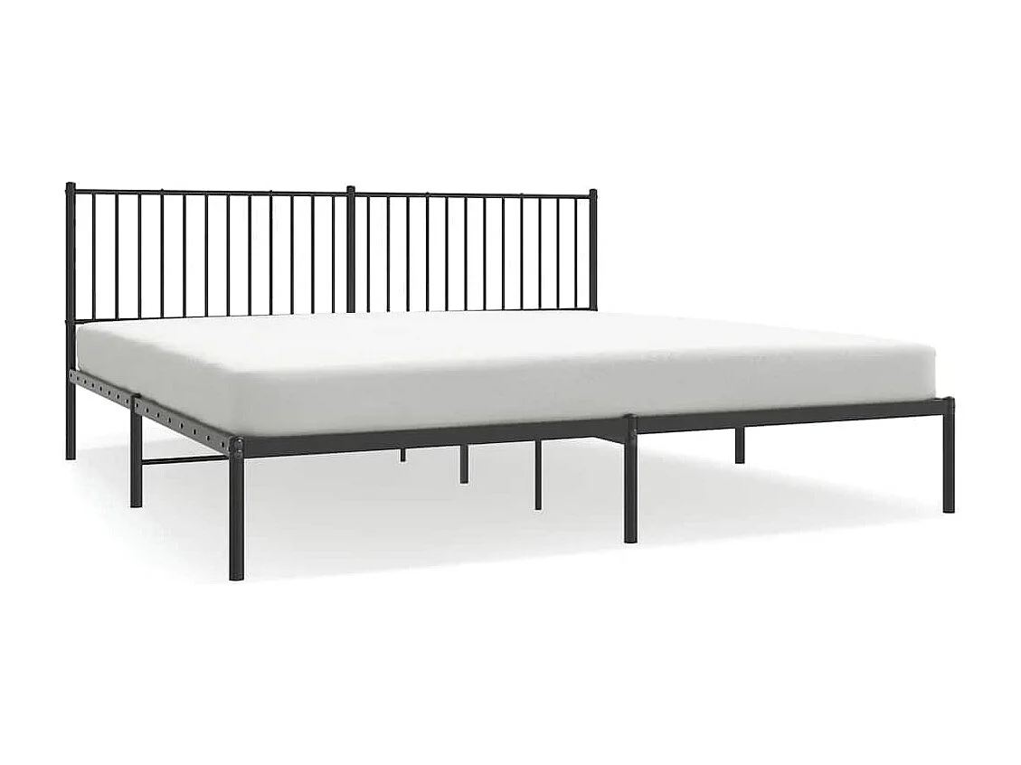 Lit double | Lit adulte | Cadre de lit métal avec tête de lit noir 193x203cm