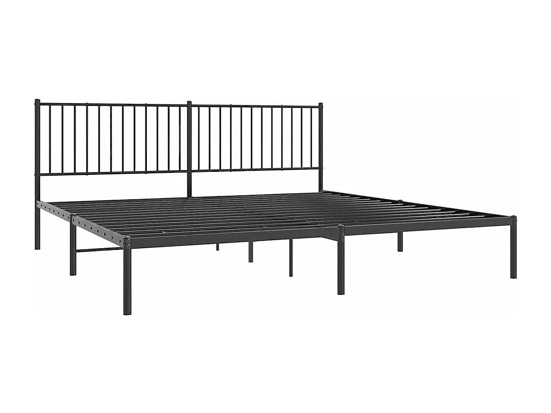 Lit double | Lit adulte | Cadre de lit métal avec tête de lit noir 193x203cm