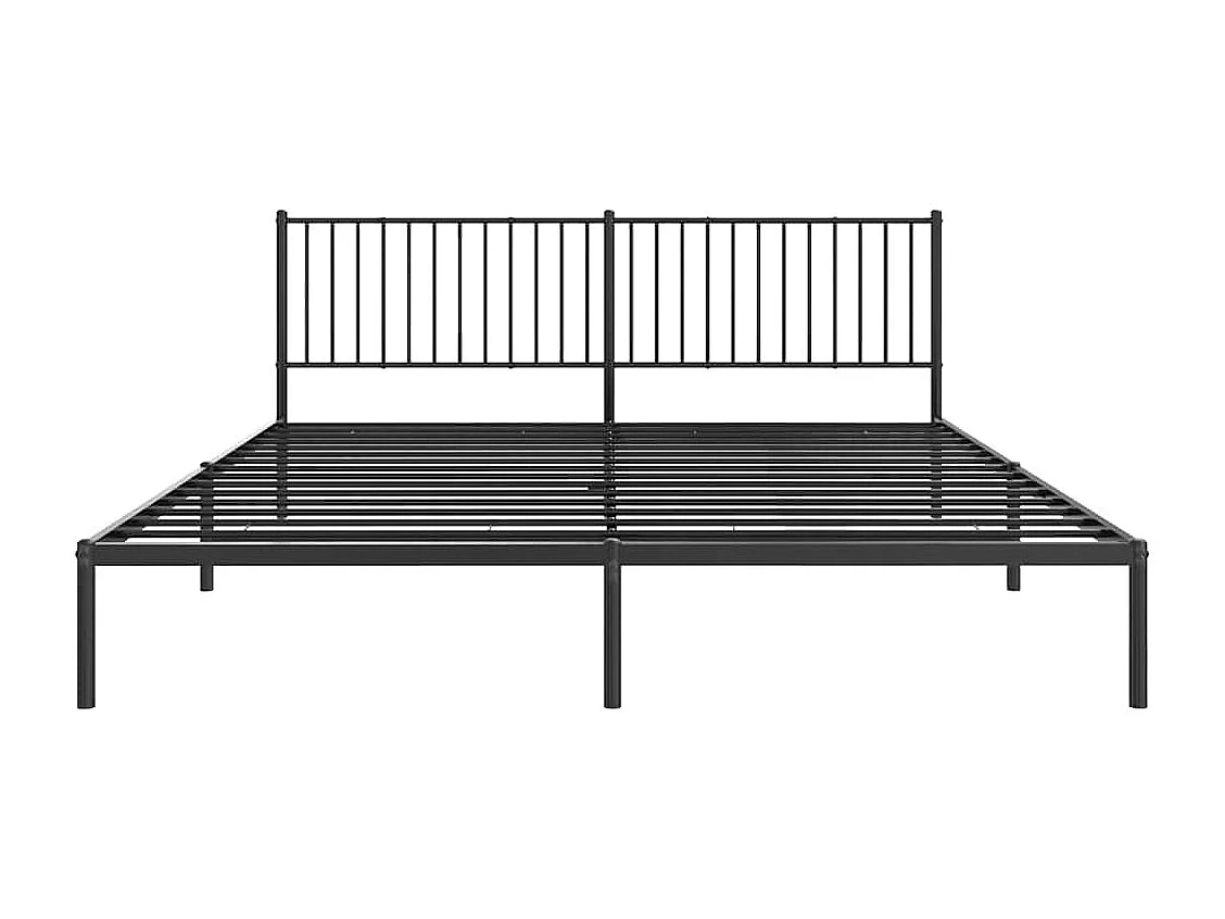 Lit double | Lit adulte | Cadre de lit métal avec tête de lit noir 193x203cm