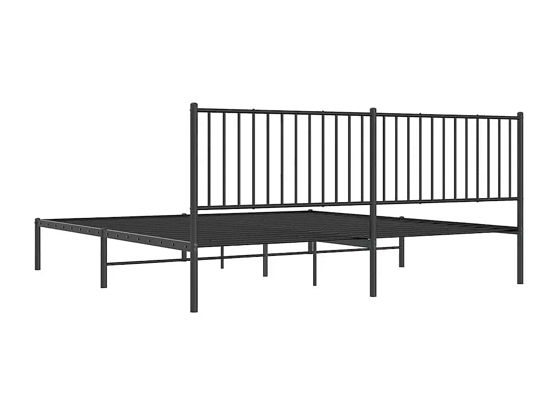 Lit double | Lit adulte | Cadre de lit métal avec tête de lit noir 193x203cm