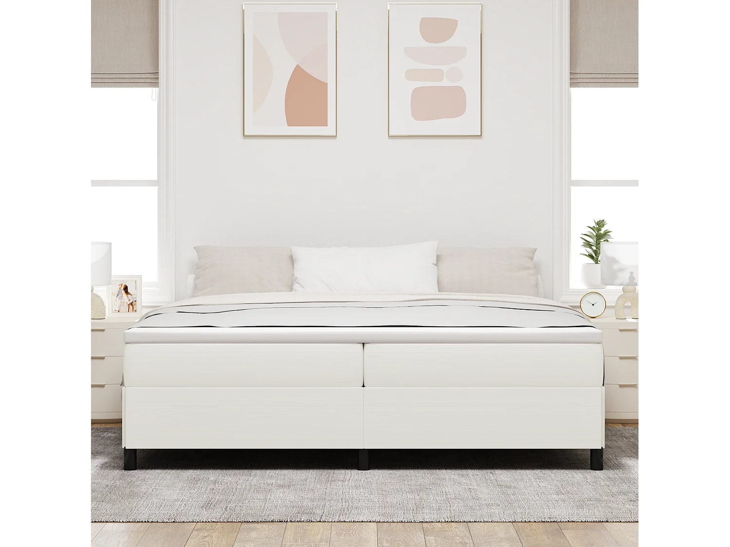 Lit double | Lit adulte | Cadre de lit Crème 200x200 cm Tissu en velours côtelé