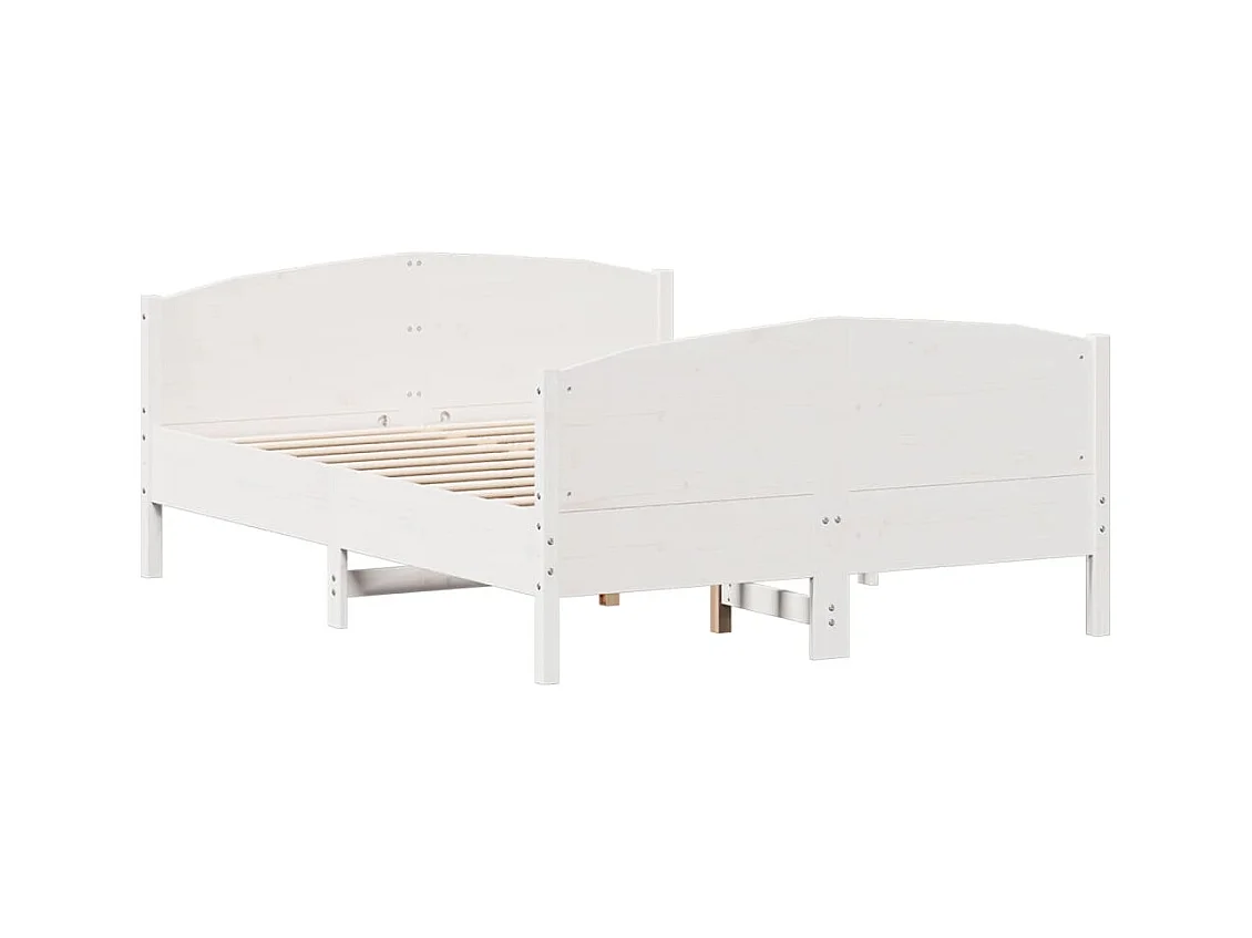 Lit double | Lit adulte | Cadre de lit blanc 135x190 cm bois de pin massif