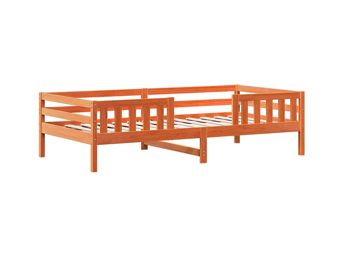 Lit simple | Lit adulte, enfant | Cadre de lit cire marron 75x190 cm bois pin massif