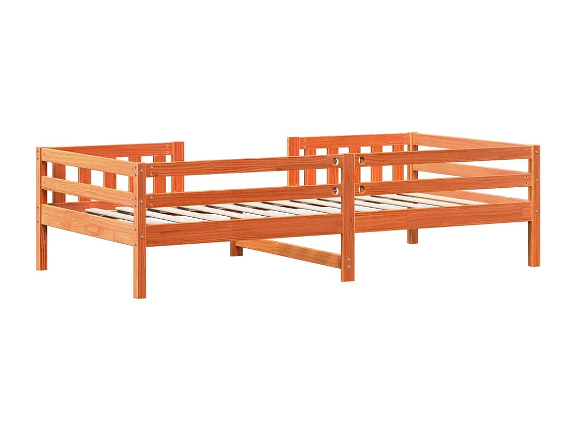 Lit simple | Lit adulte, enfant | Cadre de lit cire marron 75x190 cm bois pin massif