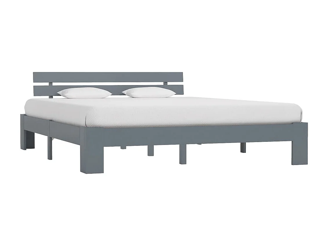 Lit double | Lit adulte | Cadre de lit gris 160x200 cm bois de pin massif