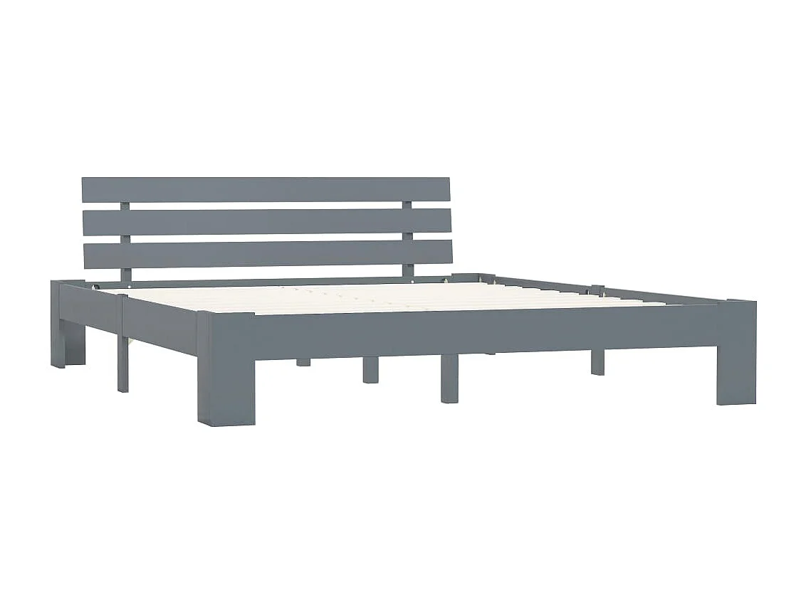Lit double | Lit adulte | Cadre de lit gris 160x200 cm bois de pin massif