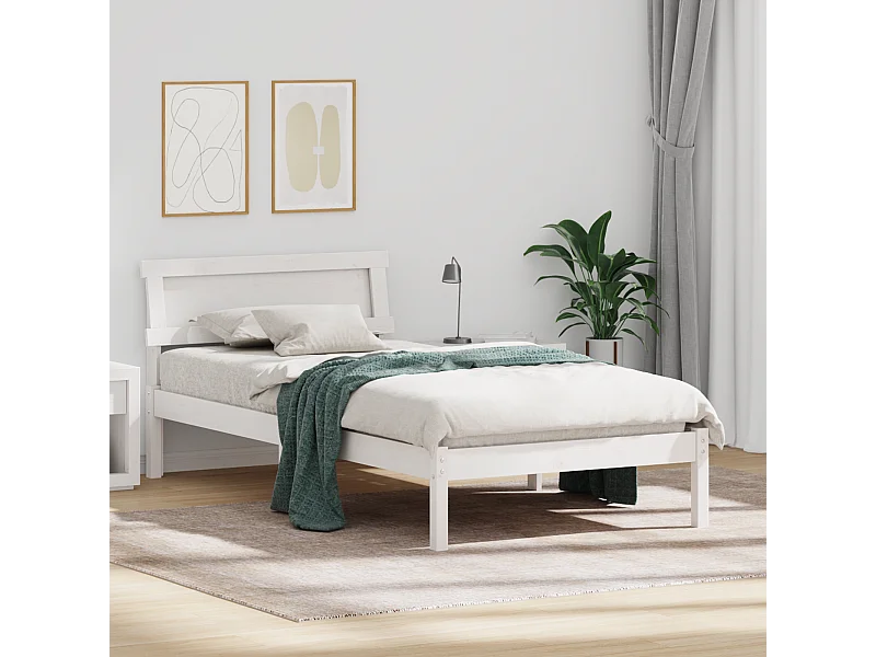 Lit simple | Lit adulte, enfant | Cadre de lit Blanc 90x190 cm Bois massif en pin
