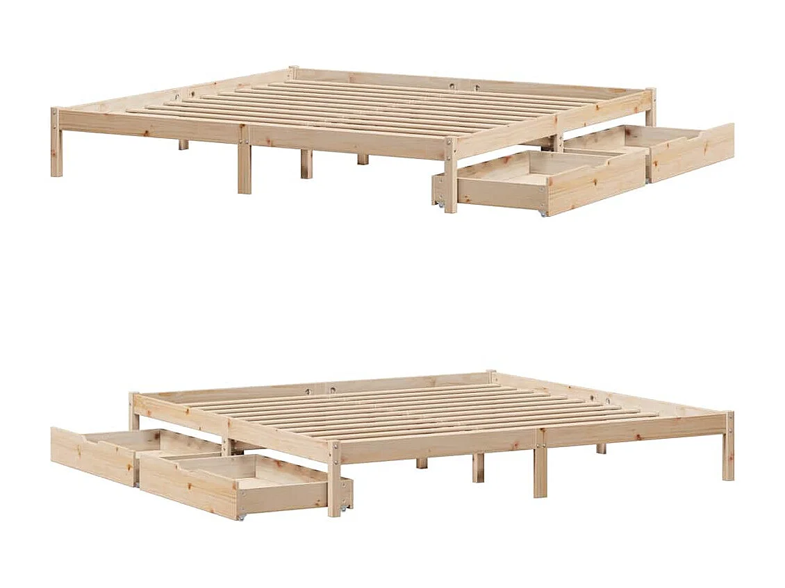 Lit double | Lit adulte | Cadre de lit 200x200 cm bois massif de pin