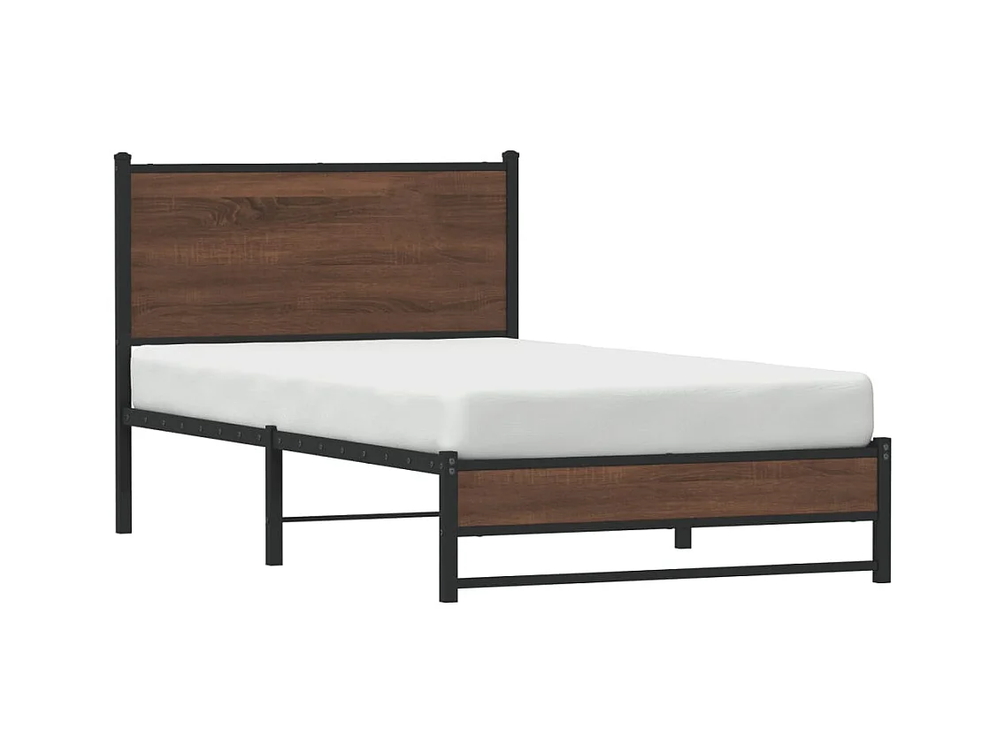 Letto per adulti | Letto singolo | Giroletto senza Materasso in Metallo Rovere Marrone 100x190 cm