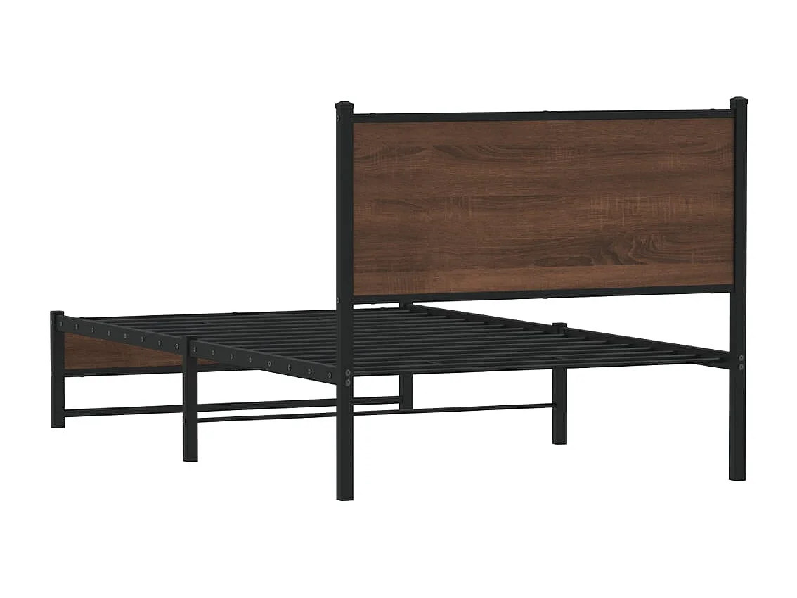 Letto per adulti | Letto singolo | Giroletto senza Materasso in Metallo Rovere Marrone 100x190 cm