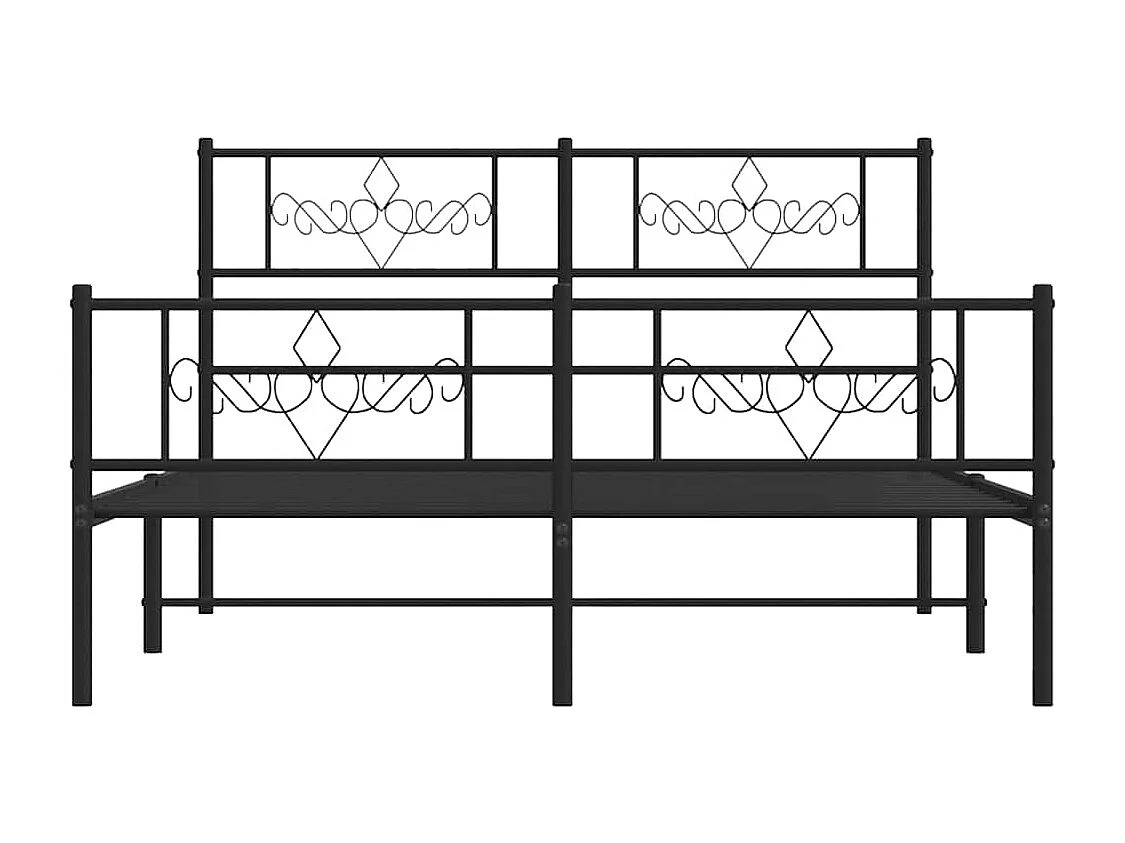 Lit double | Lit adulte | Cadre de lit métal avec pied de lit noir 150x200cm