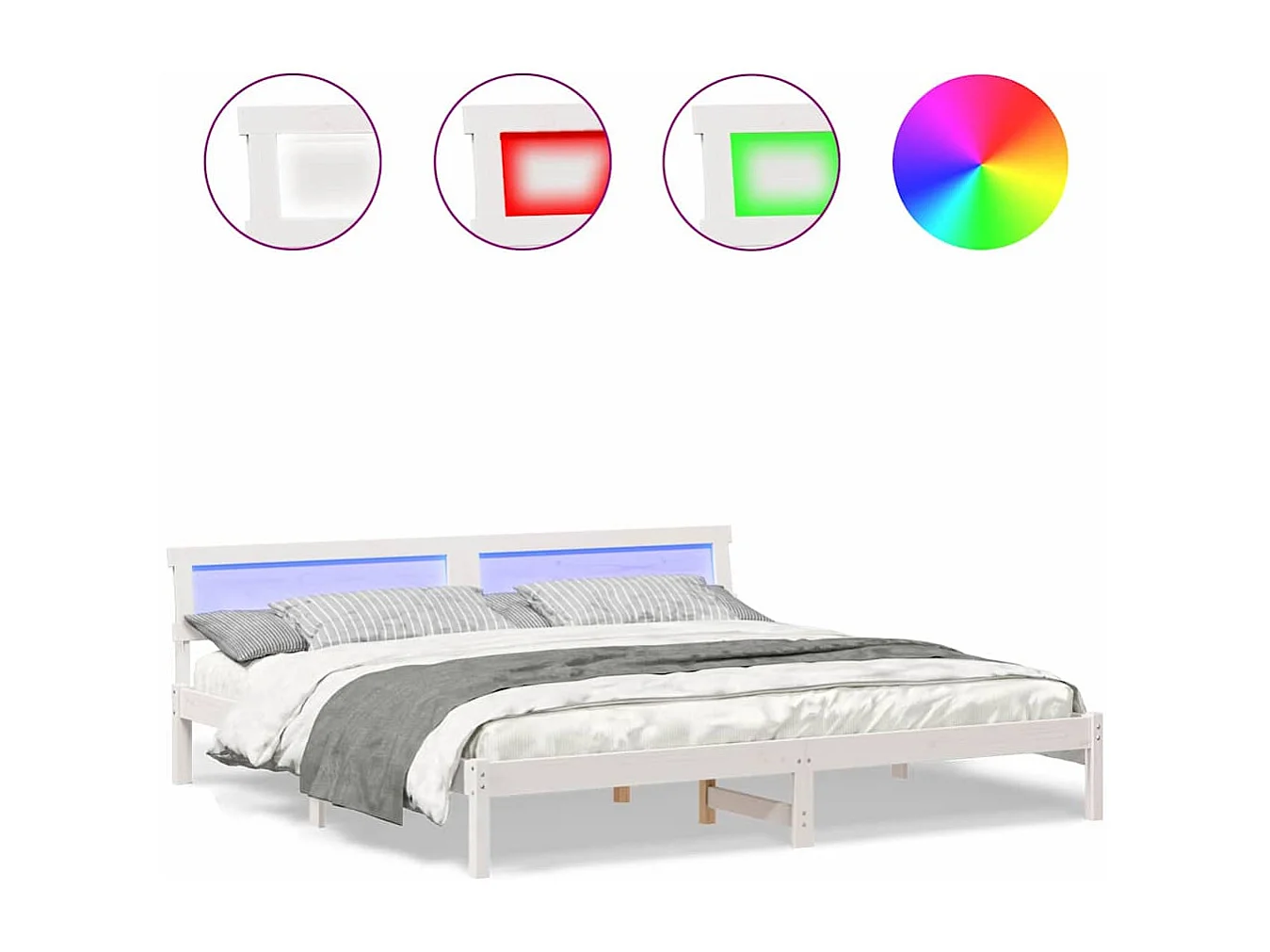 Lit double | Lit adulte | Cadre de lit Blanc 180x200 cm Bois massif en pin