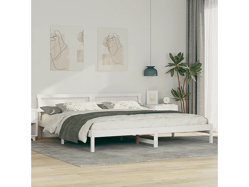 Lit double | Lit adulte | Cadre de lit Blanc 180x200 cm Bois massif en pin