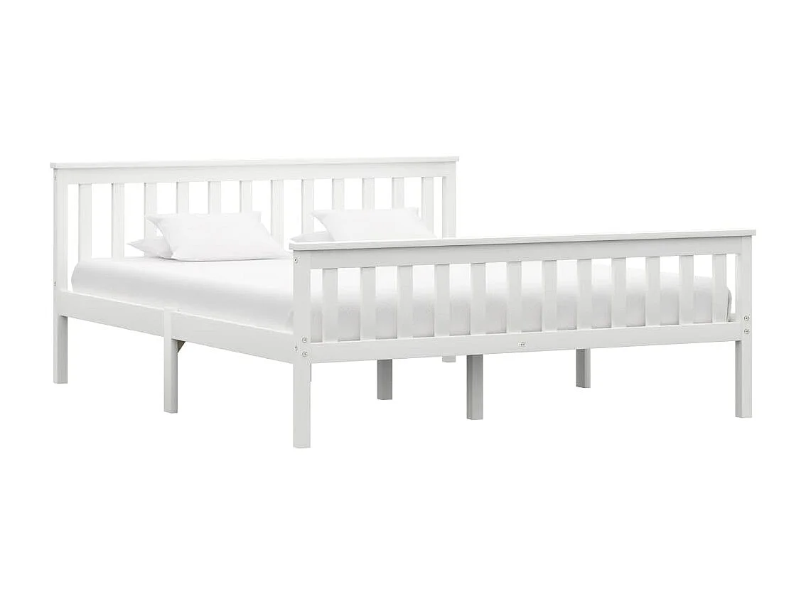 Lit double | Lit adulte | Cadre de lit blanc bois de pin massif 160x200 cm