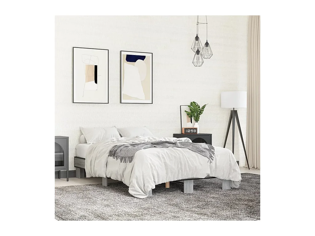 Lit simple | Lit adulte, enfant | Cadre de lit sonoma gris 120x200 cm