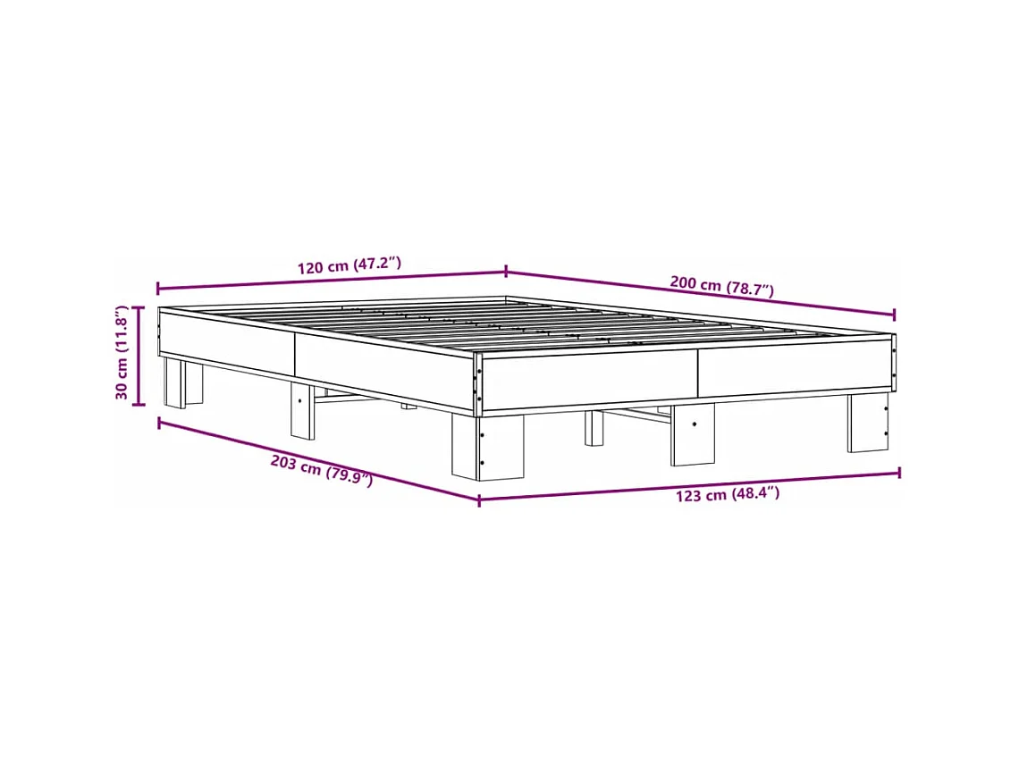 Lit simple | Lit adulte, enfant | Cadre de lit sonoma gris 120x200 cm