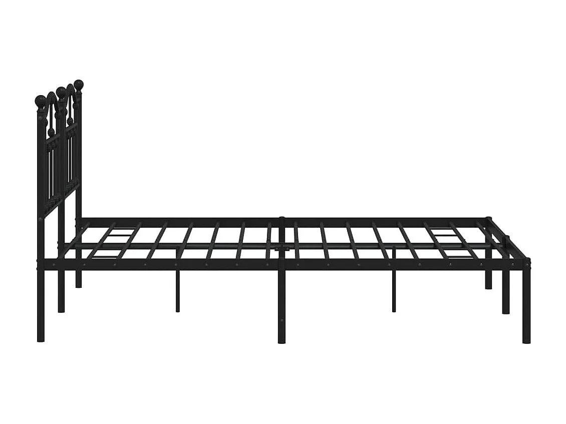 Lit double | Lit adulte | Cadre de lit métal avec tête de lit noir 140x200cm