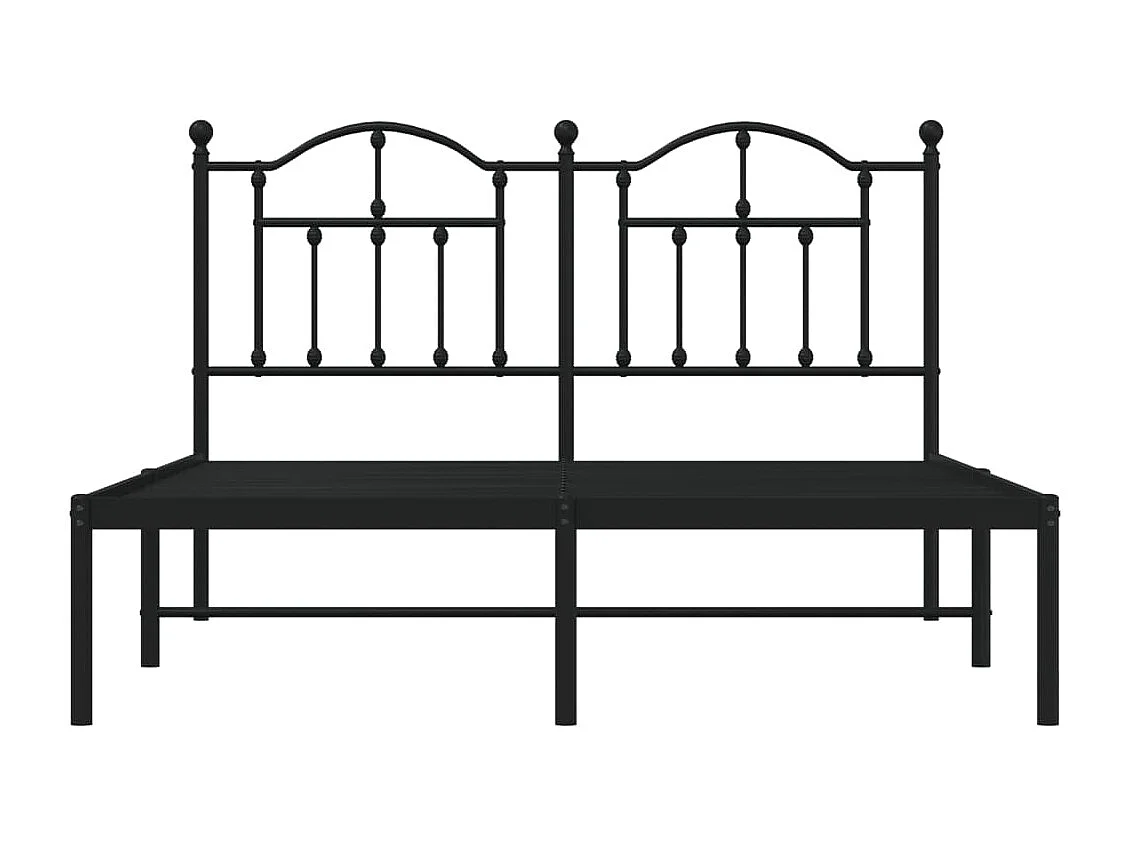 Lit double | Lit adulte | Cadre de lit métal avec tête de lit noir 140x200cm