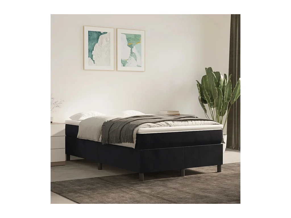 Lit simple | Lit adulte, enfant | Cadre de lit noir 120x200 cm velours