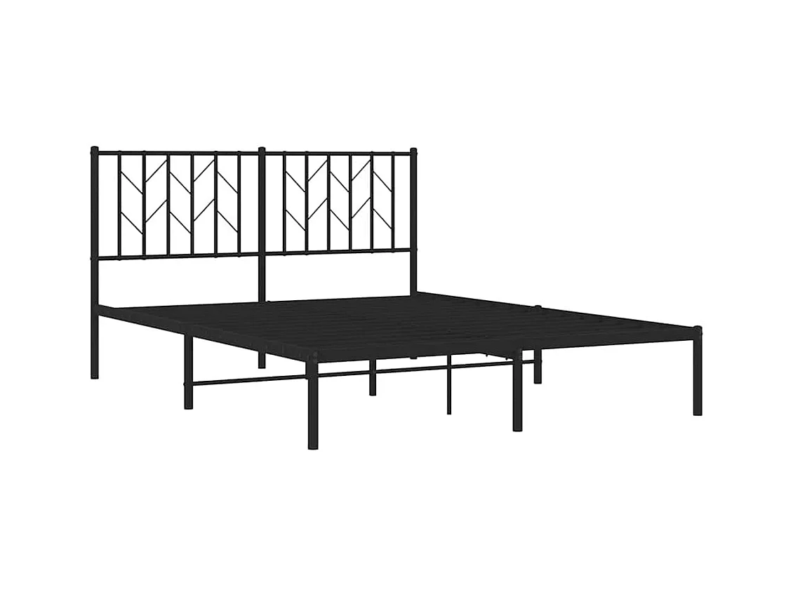 Lit double | Lit adulte | Cadre de lit métal avec tête de lit noir 140x190cm