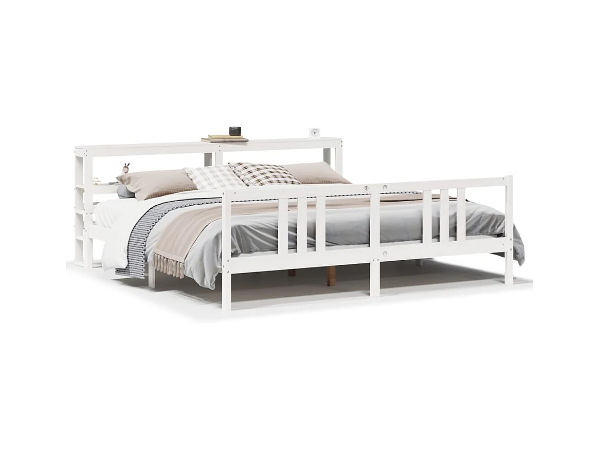 Letto per adulti | Letto matrimoniale | Giroletto con Testiera senza Materasso Bianco 200x200 cm