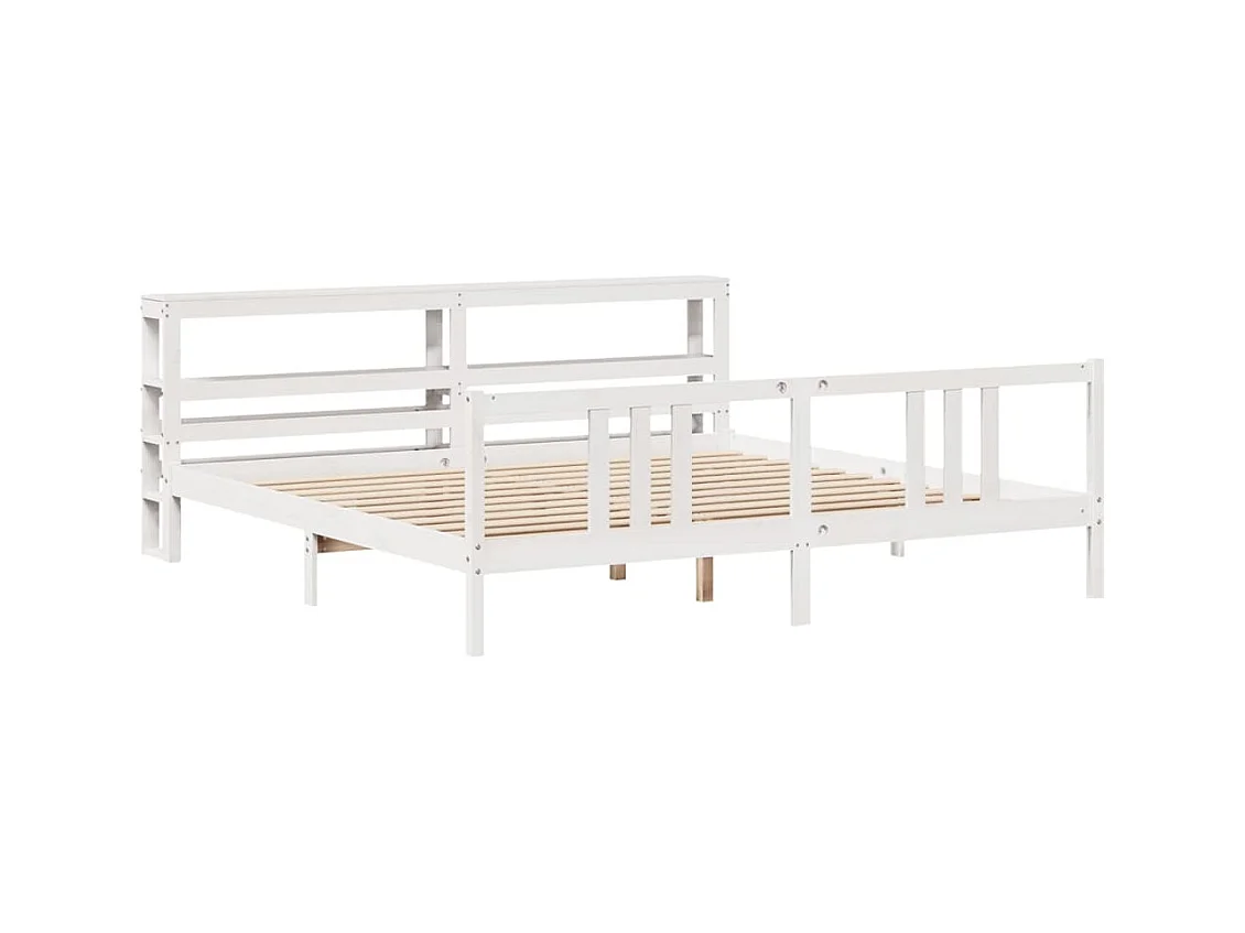 Letto per adulti | Letto matrimoniale | Giroletto con Testiera senza Materasso Bianco 200x200 cm