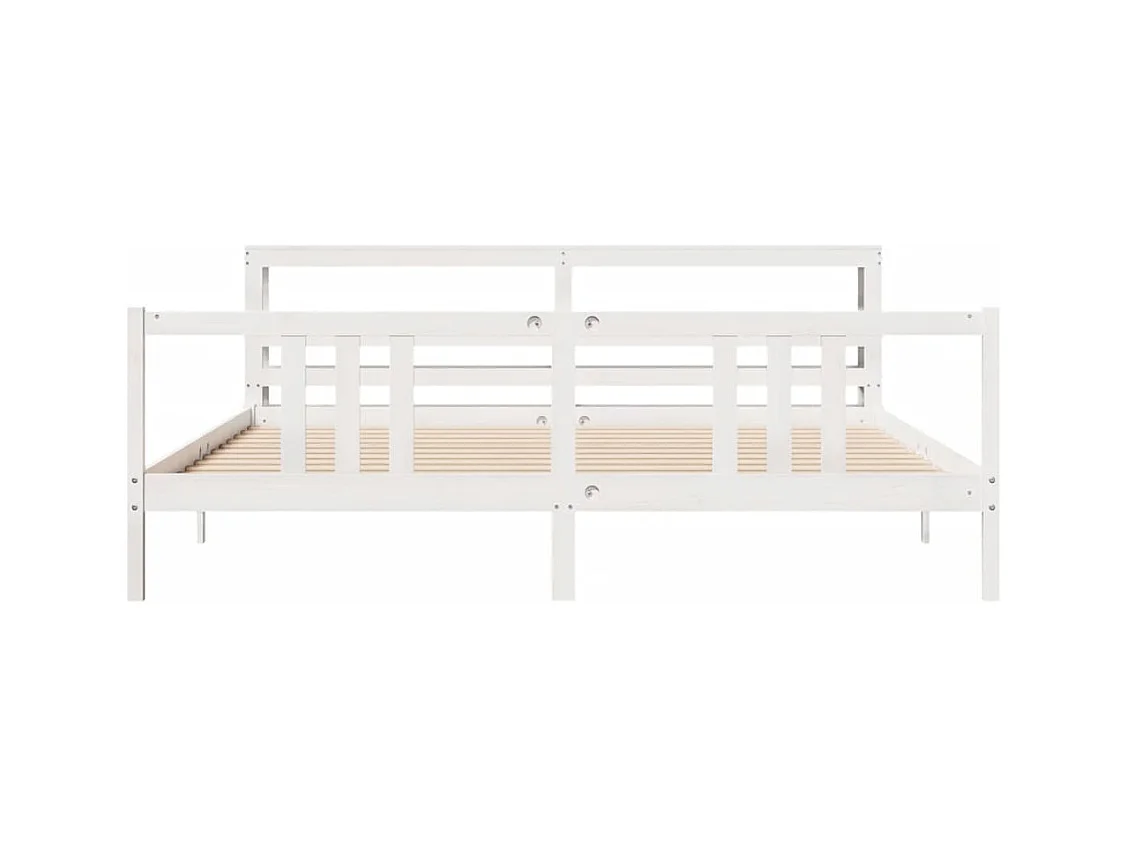 Letto per adulti | Letto matrimoniale | Giroletto con Testiera senza Materasso Bianco 200x200 cm