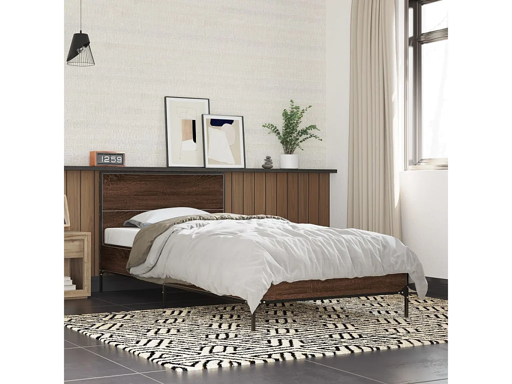 Lit simple | Lit adulte, enfant | Cadre de lit chêne marron 90x190 cm