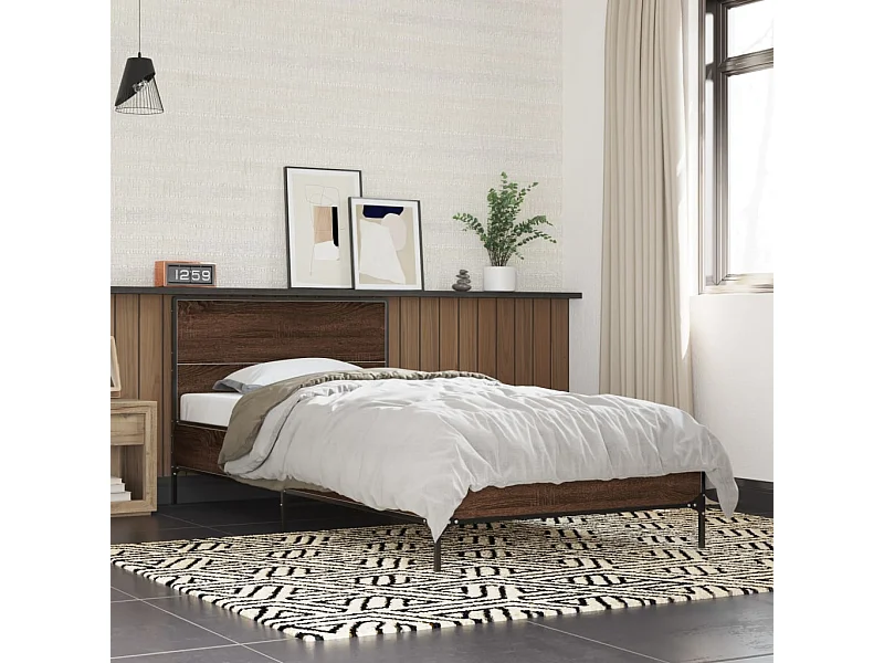 Lit simple | Lit adulte, enfant | Cadre de lit chêne marron 90x190 cm