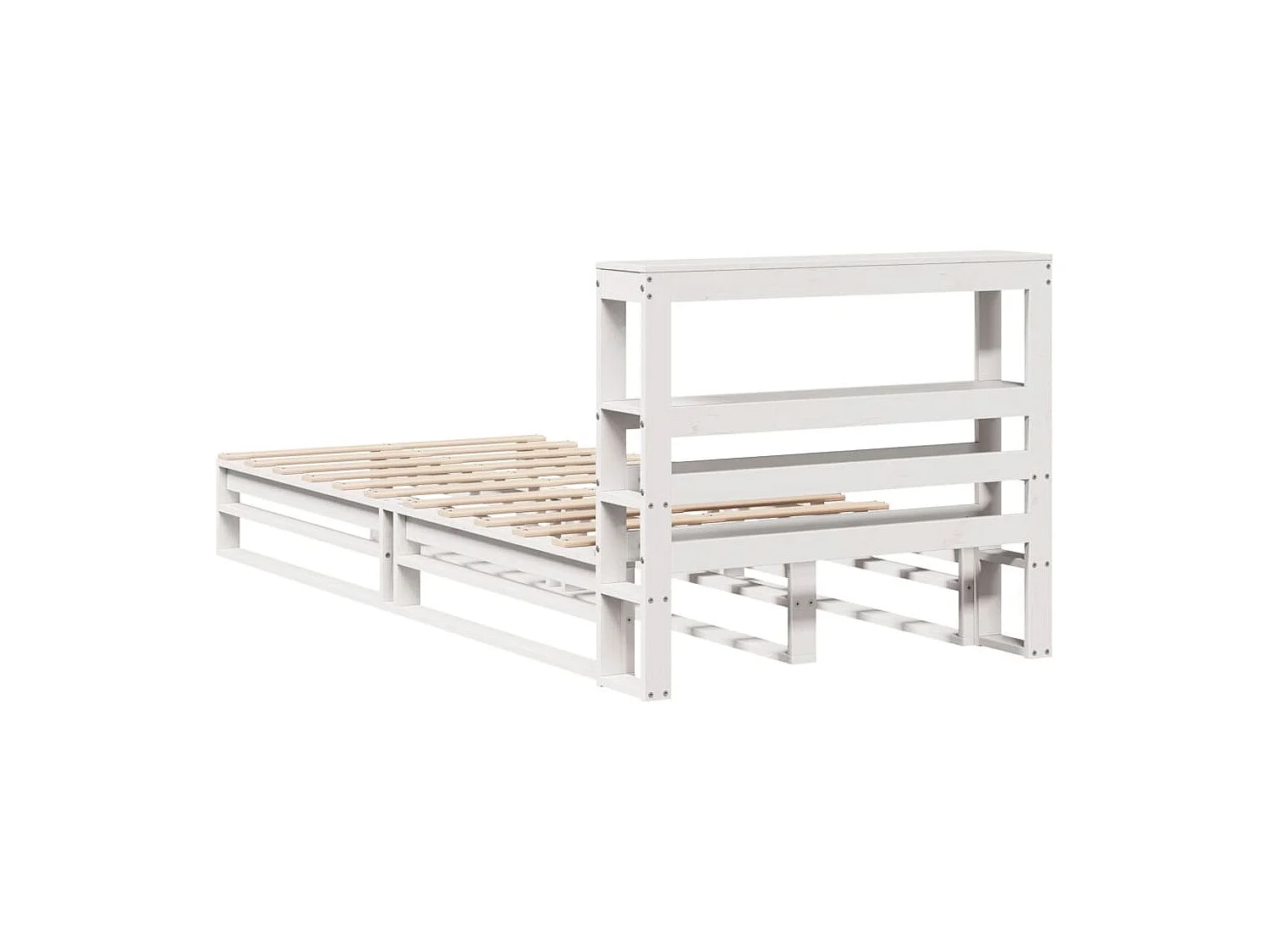 Lit simple | Lit adulte, enfant | Cadre de lit blanc 90x200 cm bois de pin massif