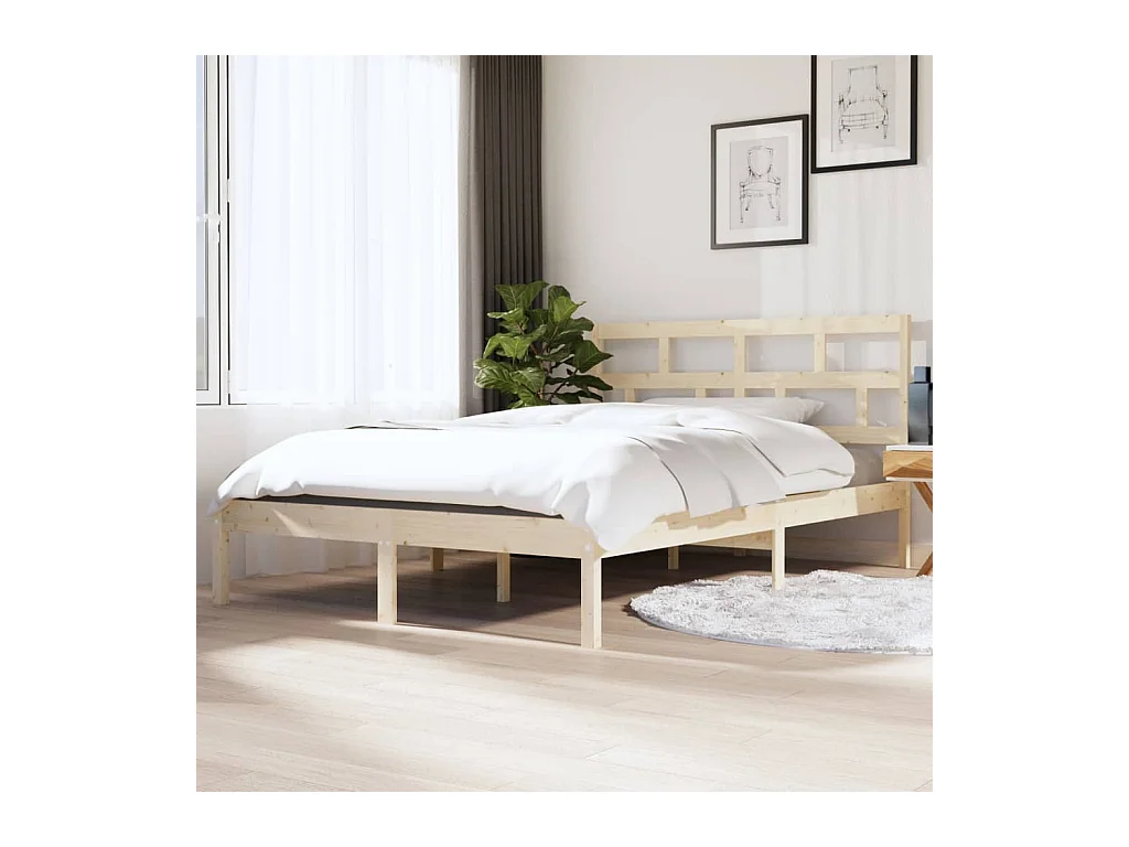 Lit double | Lit adulte | Cadre de lit bois massif 135x190 cm
