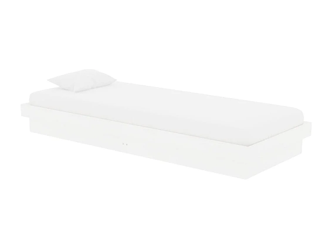 Lit simple | Lit adulte, enfant | Cadre de lit blanc bois massif 75x190 cm