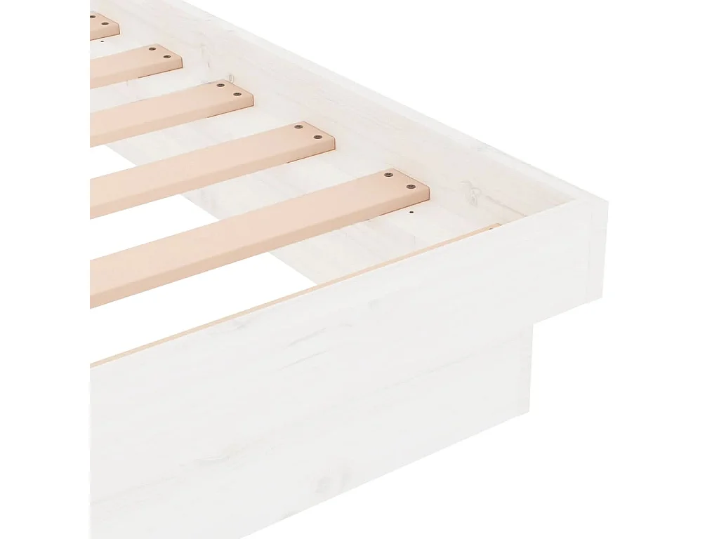 Lit simple | Lit adulte, enfant | Cadre de lit blanc bois massif 75x190 cm