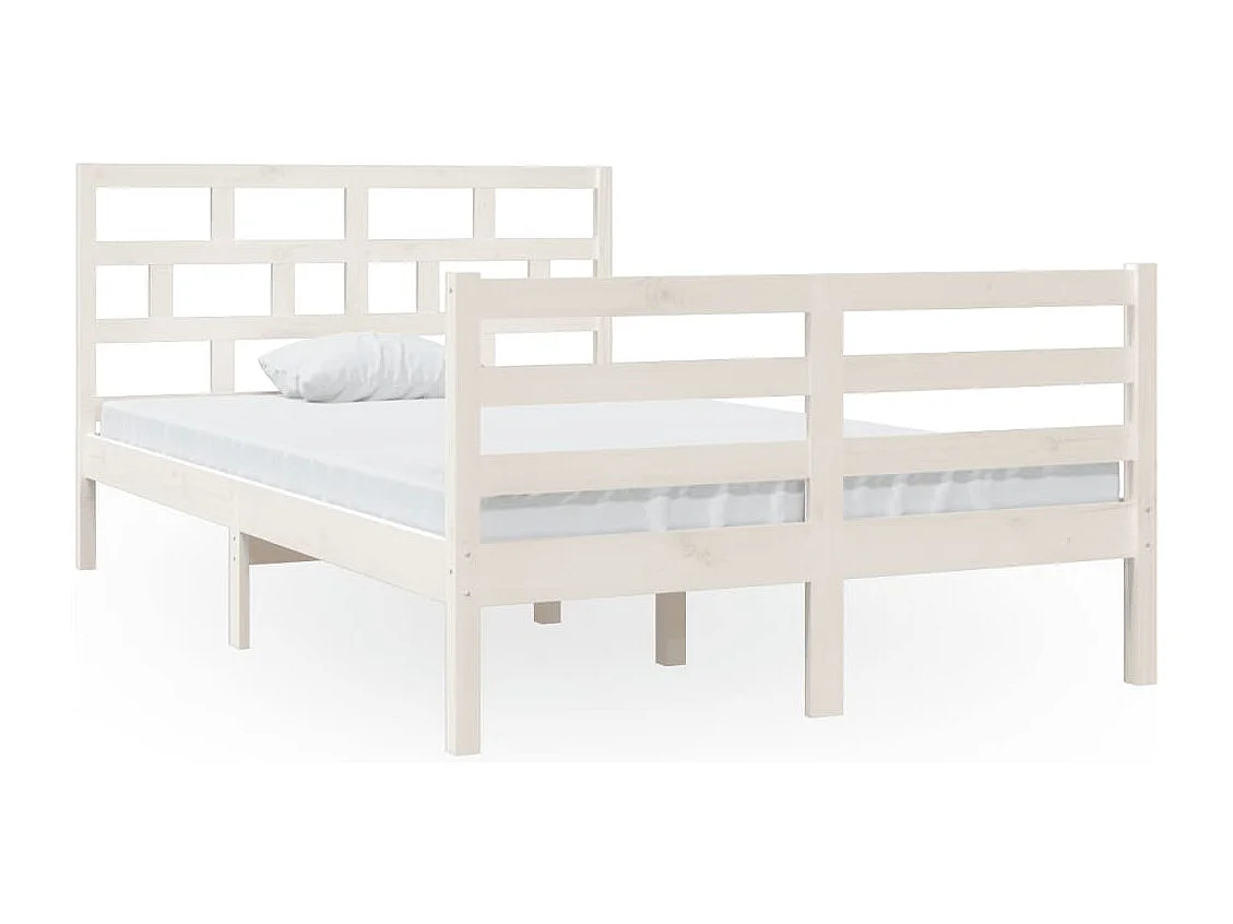 Lit simple | Lit adulte, enfant | Cadre de lit blanc bois massif 120x200 cm