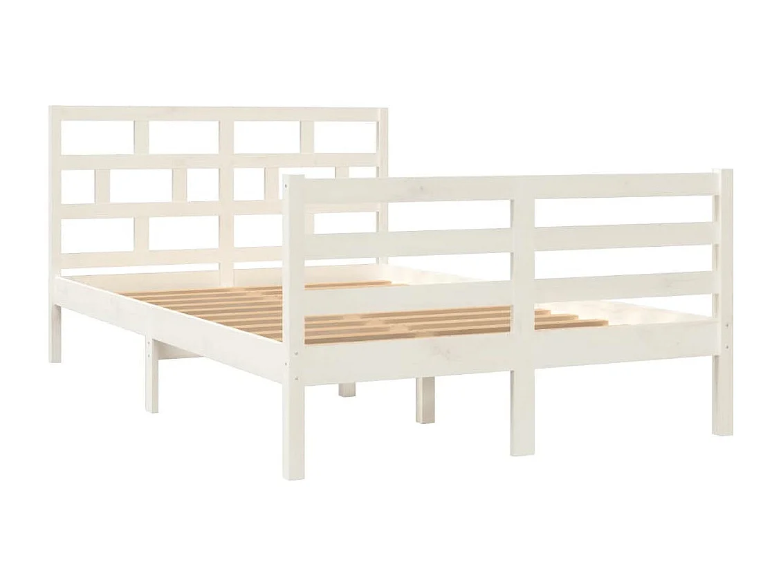 Lit simple | Lit adulte, enfant | Cadre de lit blanc bois massif 120x200 cm