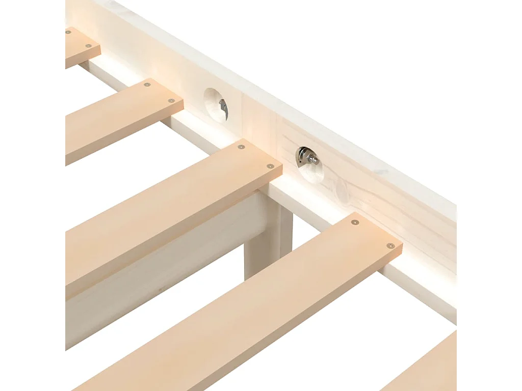 Lit simple | Lit adulte, enfant | Cadre de lit blanc bois massif 120x200 cm
