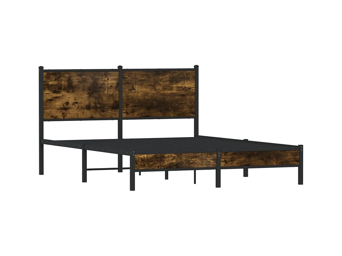 Letto per adulti | Letto matrimoniale | Giroletto senza Materaso in Metallo Rovere Fumo 140x200 cm