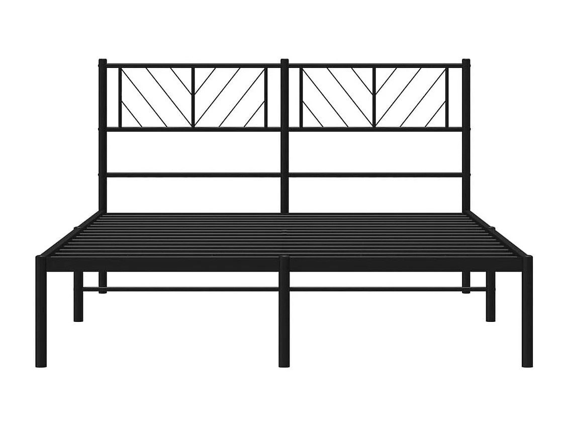 Lit double | Lit adulte | Cadre de lit métal avec tête de lit noir 140x200cm