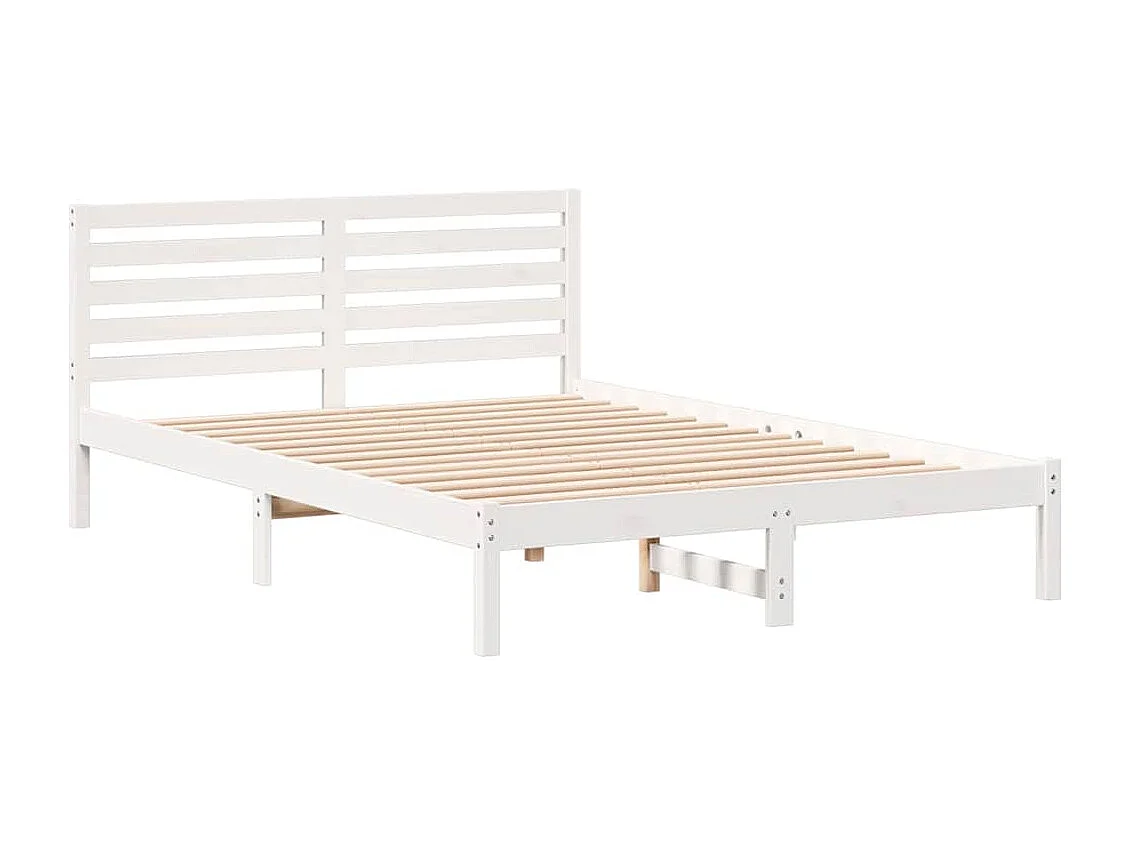 Lit double | Lit adulte | Cadre de lit Blanc 140x210 cm Bois massif en pin
