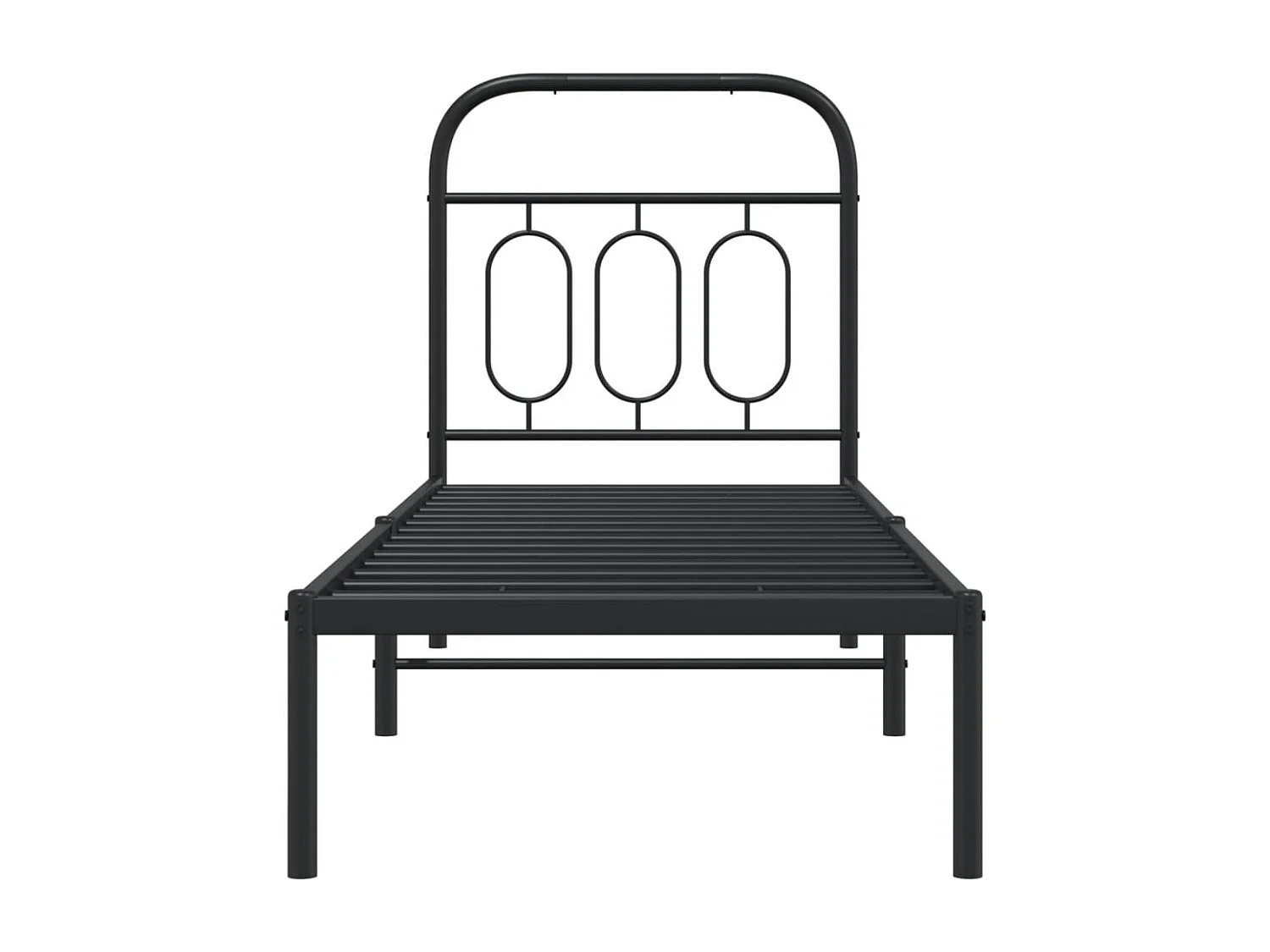 Lit simple | Lit adulte, enfant | Cadre de lit métal avec tête de lit noir 75x190 cm