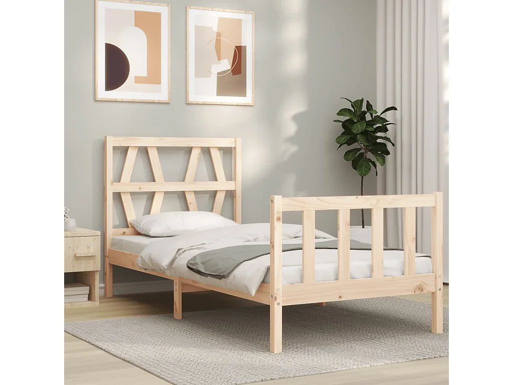 Lit simple | Lit adulte, enfant | Cadre de lit 90x200 cm bois de pin massif
