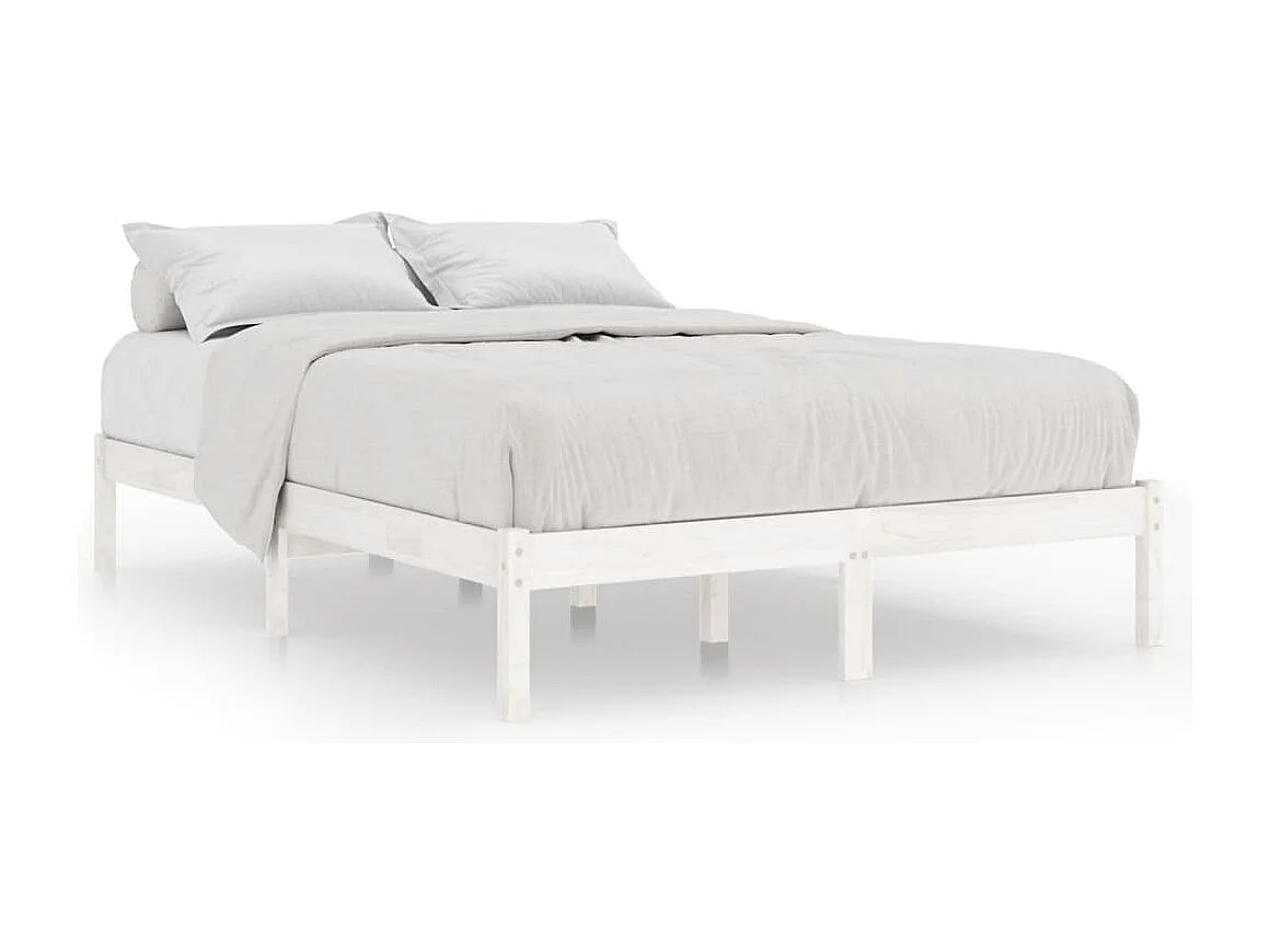 Lit double | Lit adulte | Cadre de lit blanc bois massif 200x200 cm
