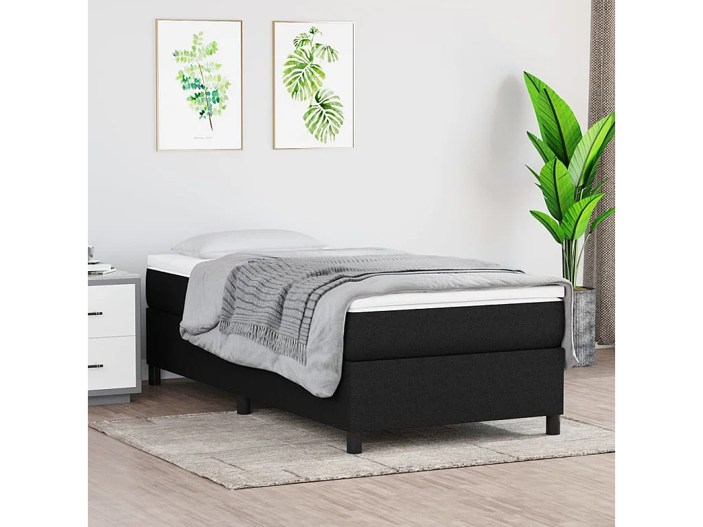 Lit simple | Lit adulte, enfant | Cadre de lit noir 80x200 cm tissu