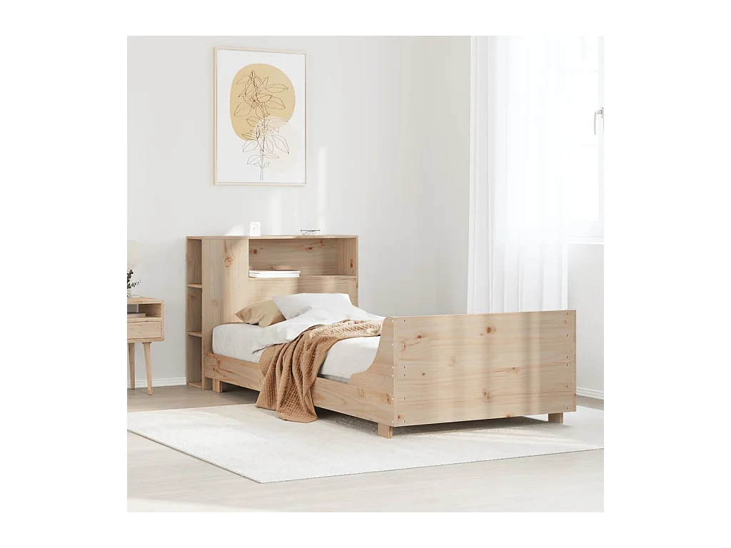 Letto per adulti | Letto singolo | Giroletto senza Materasso 100x200 cm in Legno Massello di Pino