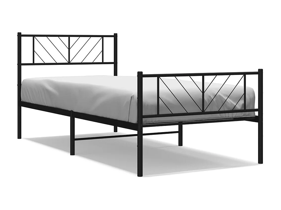 Lit simple | Lit adulte, enfant | Cadre de lit métal avec pied de lit noir 107x203cm