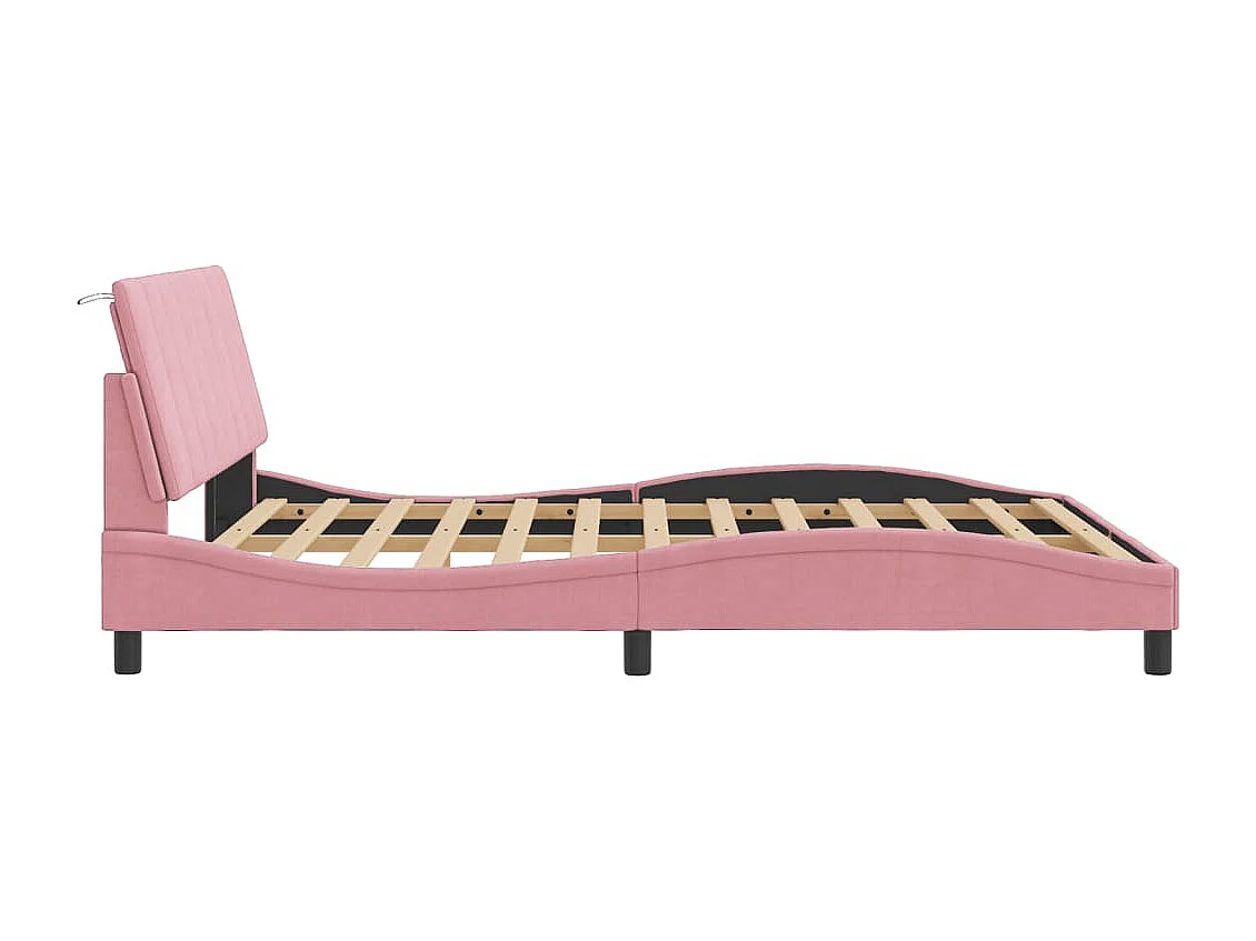Lit double | Lit adulte | Cadre de lit avec LED rose 160x200 cm velours