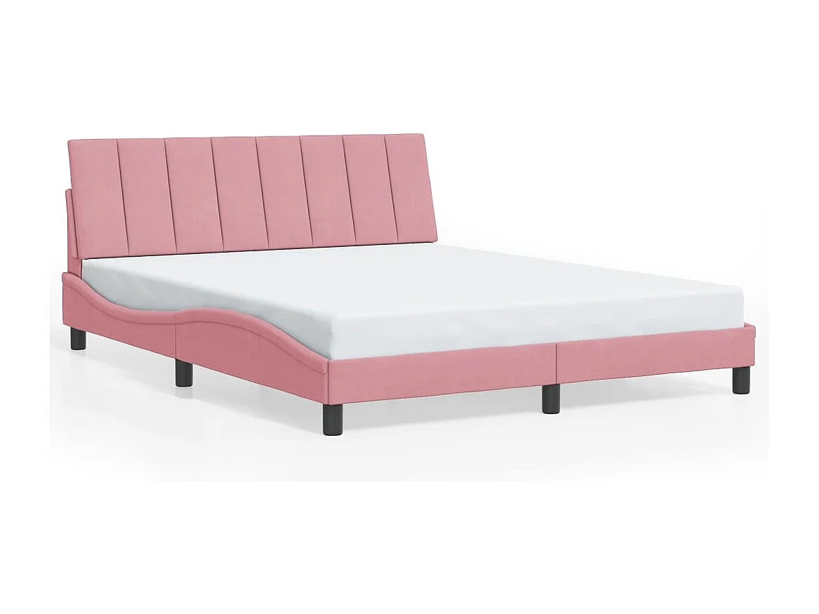Letto per adulti | Letto matrimoniale | Giroletto con LED senza Materasso Hanko Rosa 160x200 cm in Velluto